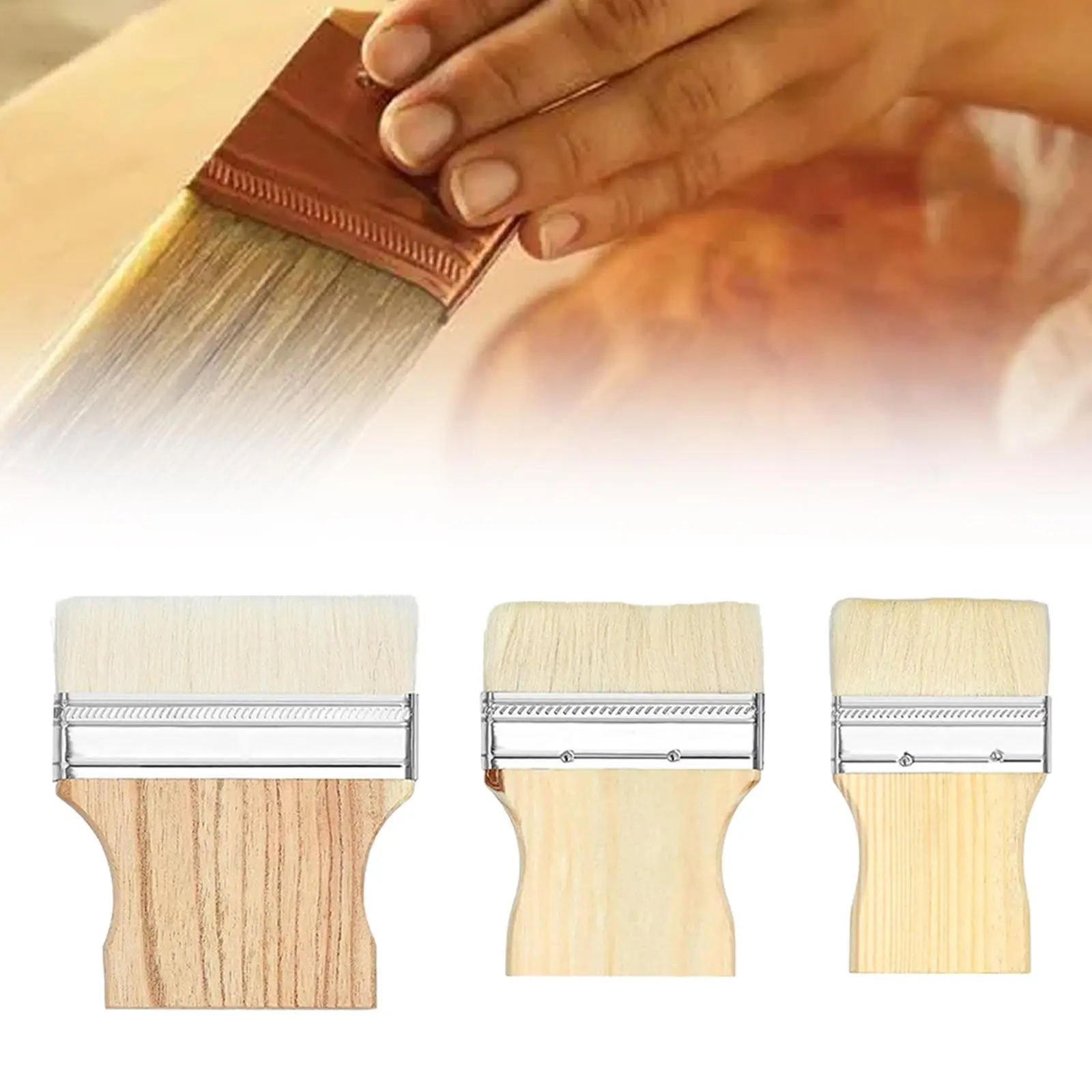 3x Flat Paddle Paint Brushes Wooden Handle Wide Paint Brush Wall Trim for Home Improvement Deck