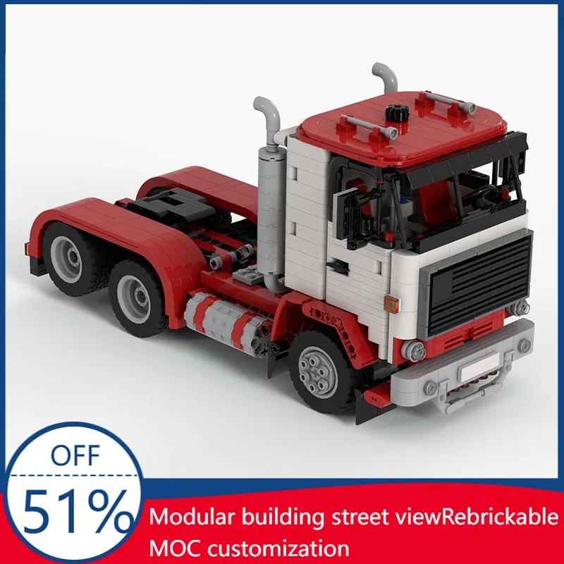 New 950pcs MOC Urban Traffic 1976 F89 6x2 Classic Truck Model Custom Building Blocks Diy Assembly Educational Toy Birthday Gift