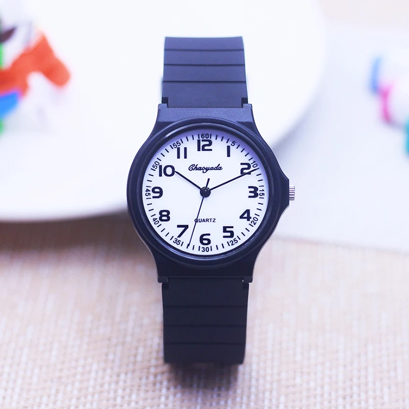 2024 child children boys girls  Primary school students rubber jelly color simple clear number quartz watches kids gifts watches