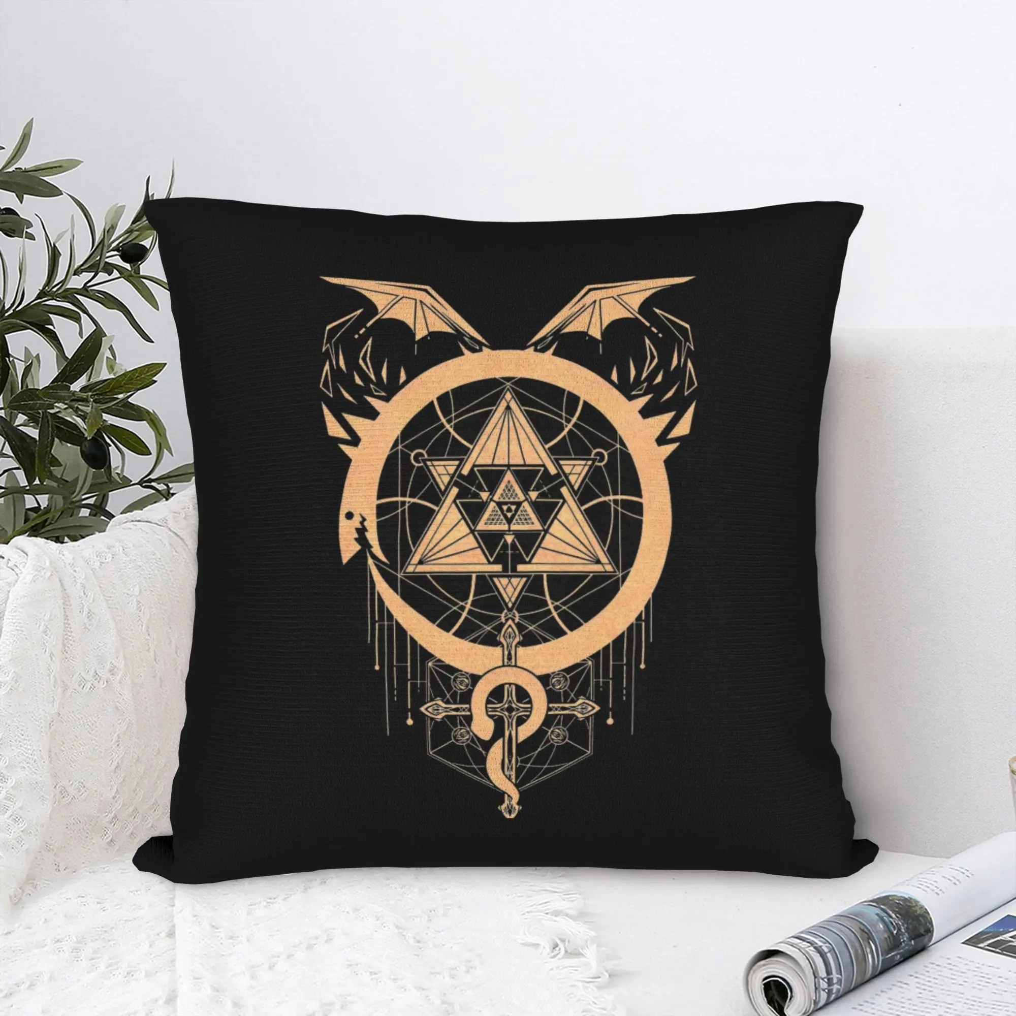 Fullmetal Alchemist Anime Pillowcase Printing Cushion Cover Decorations Gilded Snakes of Alchemy Throw Pillow Case Cover Home