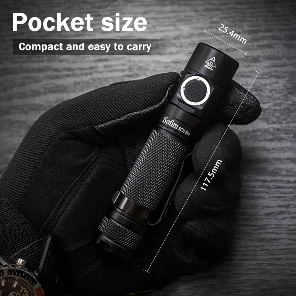 Sofirn SC31 Pro LED Flashlight Powerful Rechargeable 18650 Torch USB C SST40 2000LM Anduril Outdoor Tactical Flashlight