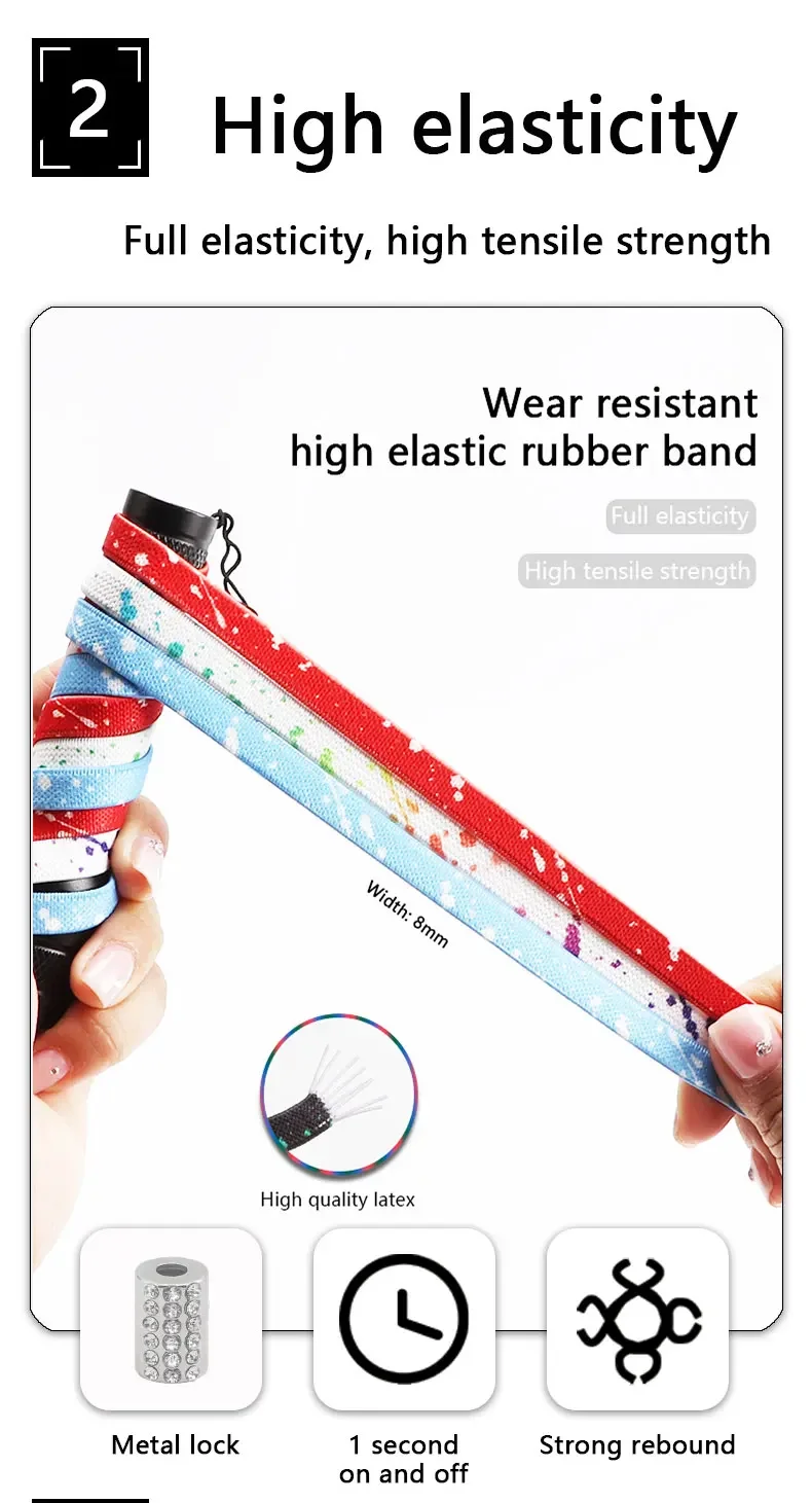 Diamantschnallen-Schnürsenkel ohne Schnürsenkel, Schnürsenkel für Sneaker ohne Schnürsenkel, flache, elastische Schnürsenkel, Schnürsenkel für Schuhe, Zubehör – Detail 4