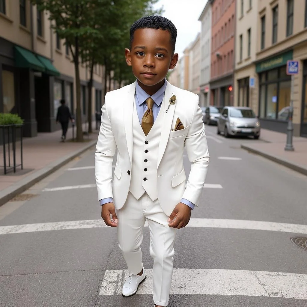 

Formal Boys' Suit Set for 3-16 Years Old Kids Three Pieces Elegant Wedding Kids Tuxedo for Birthday Party Blazer Pants Vest