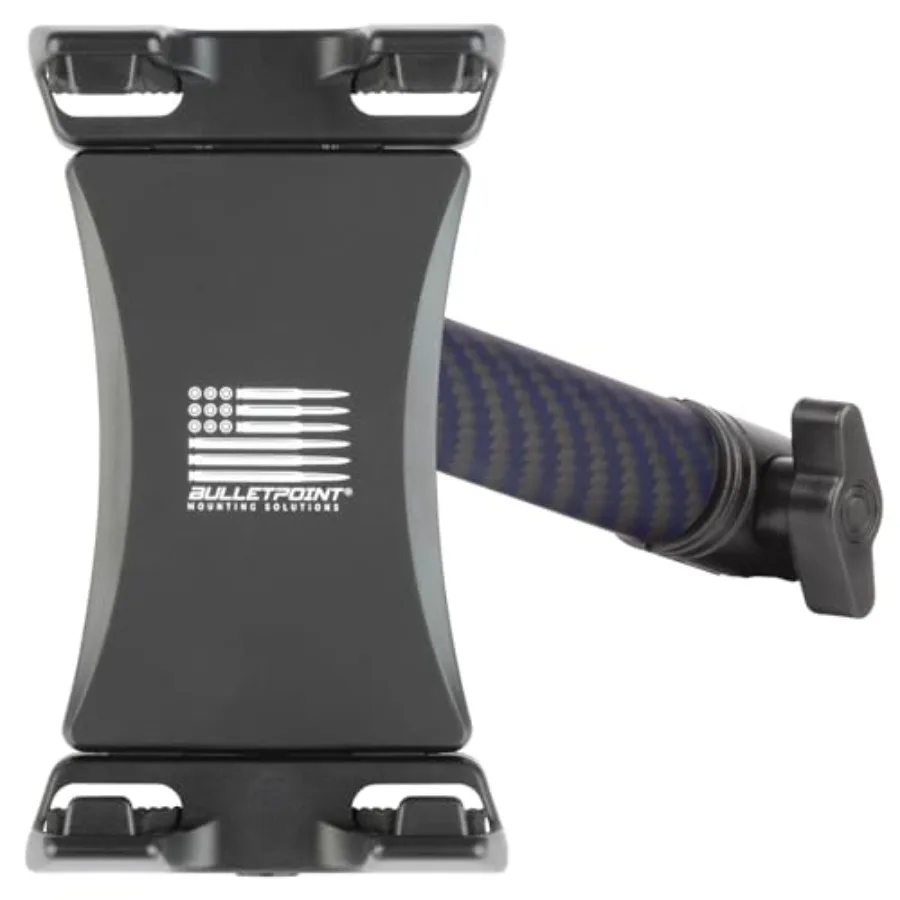 Truck tablet mount for iPad Samsung tablets: 20mm ball 7cm matte carbon fiber + Kevlar arm universal mounting solution