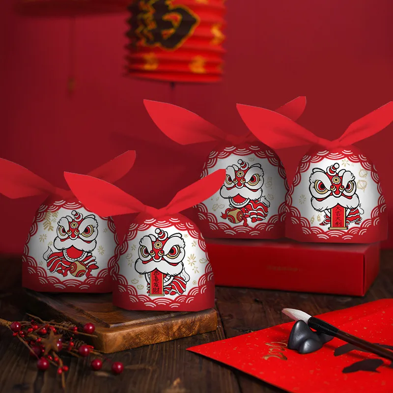 Chinesische Neujahrsgeschenktüten Schneeflocken-Keksbeutel Backwaren-Verpackung Zugschnurbeutel Nougat-Gebäckmaschine Versiegelung – Detail 4