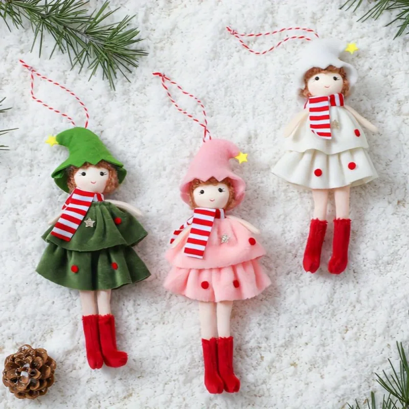 1pcs Elegant Christmas Angel Cake Dress Girl Hanging Ornament, Xmas Tree Home Party Hanging Decorations Supplies