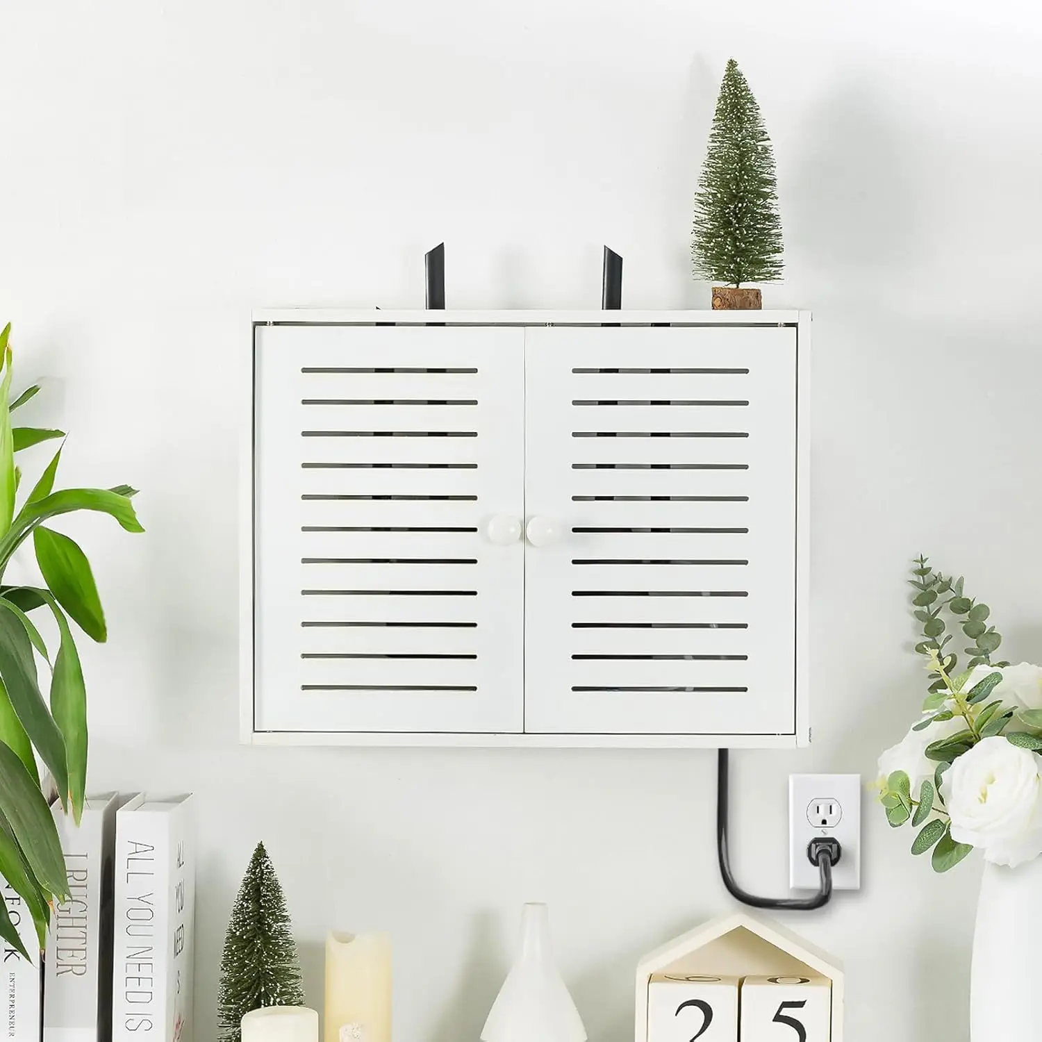 

Wall Mount Router Storage Box, Hide Wifi Modem, White 16.5x4.7x12.6in