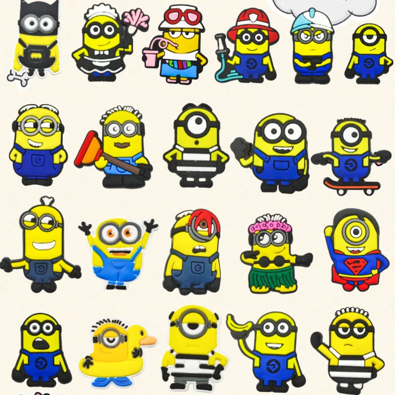 

24Pcs Yellow DIY Anime Character Coin Inserts for Shoes Fun Sandal Accessories Cartoon Image Coin Pads for Shoe Inserts