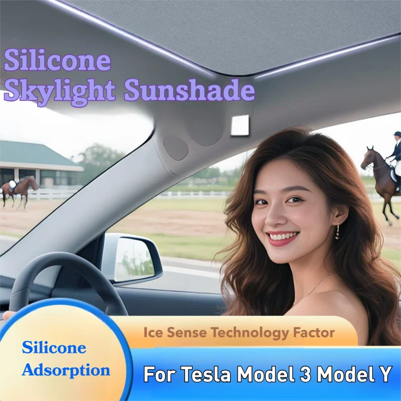 

For Tesla Model 3 Model Y Highland 테슬라y Electrostatic Sorption Sunshade Summer Sun Protection Sunroof Covers Glass Skylight