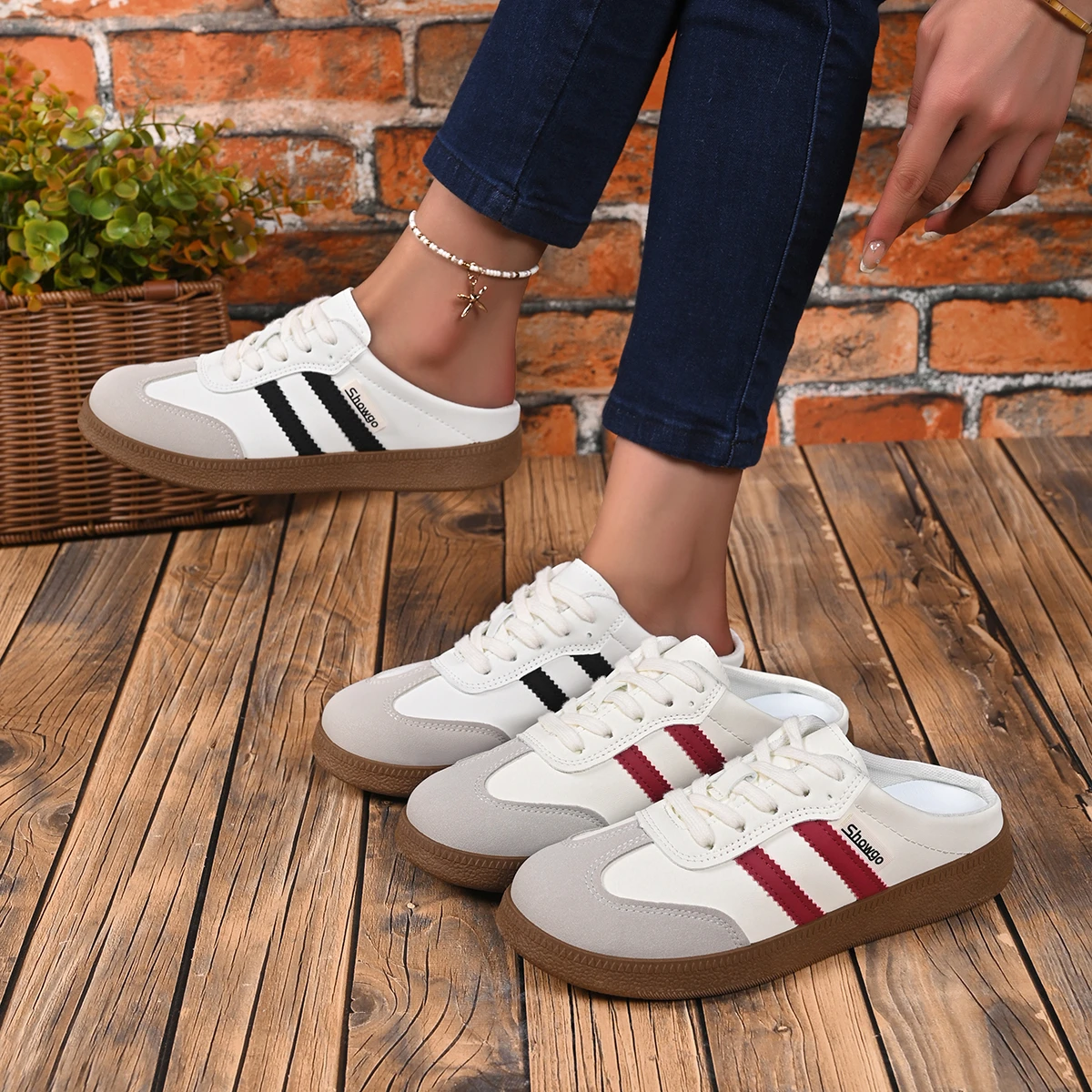 

Женские тапочки, повседневная спортивная обувь, новинка 2025, осень-зима, тапочки без шнуровки, женская обувь на плоской подошве с круглым носком, Zapatos De Mujer