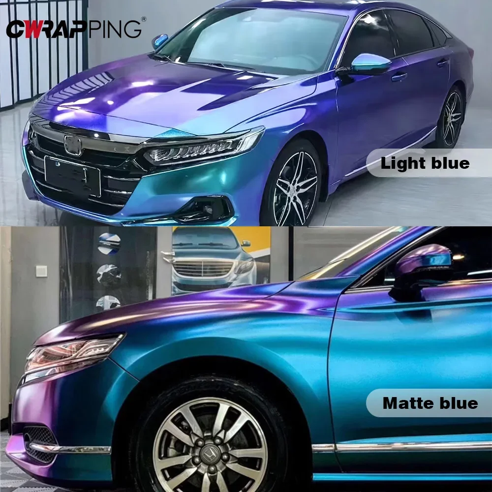 Purple To Blue Chameleon Vinyl Film Stretchable Air Release Waterproof Car Motorcycle Color Change Sticker DIY Auto Accessories