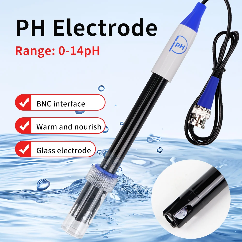 E-201 PH Probe BNC Interface Connector PH Electrode Probe IP65 Glass Composite Replacement Sensor for Laboratory Aquarium