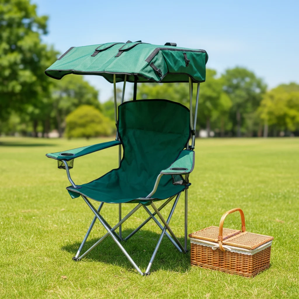 Modern Iron Frame Eco-Friendly Light Weight Adjustable Folding Fishing Chair with Canopy for Outdoor Use