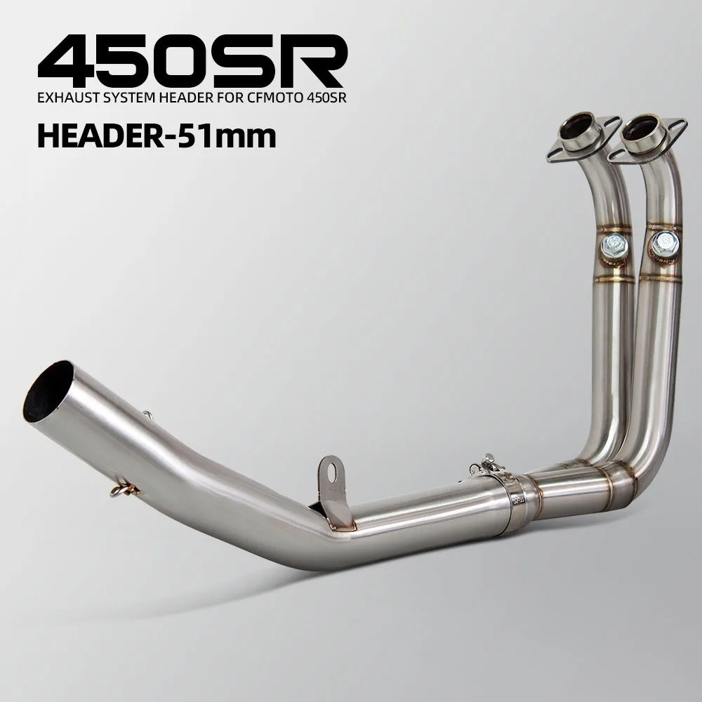 

450SR exhaust front link pipe For CFMOTO 450SR 450SS 450NK 450 SR/SS/NK 2022-2026 51MM Motorcycle exhaust header pipe Kit