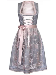 Bavarian Dresses with lace apron Women's Medieval Vintage Festival Costume Bandage Oktoberfest Dress