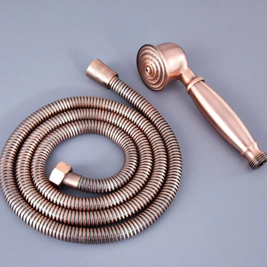 

Antique Red Copper Hand Held Shower Head & 1.5M Shower Hose Set Water Saving Bathroom Telephone Style Dhh127