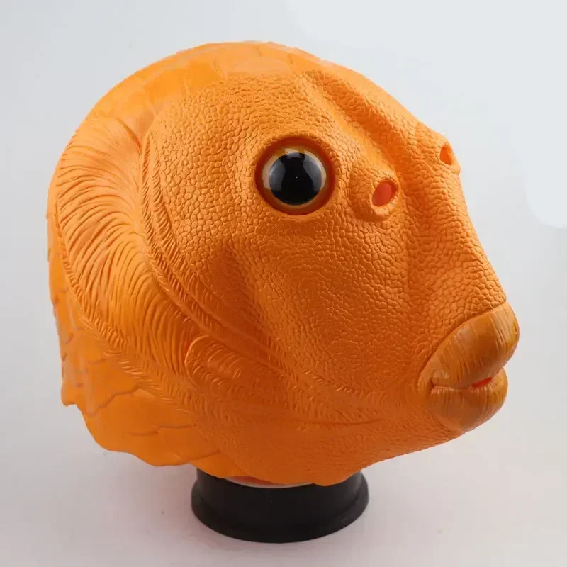 Funny Cosplay Mask for Men and Women Adult Party Fish Head Mask Headdress for Makeup Party Green Head Fish Hood Animal Latex