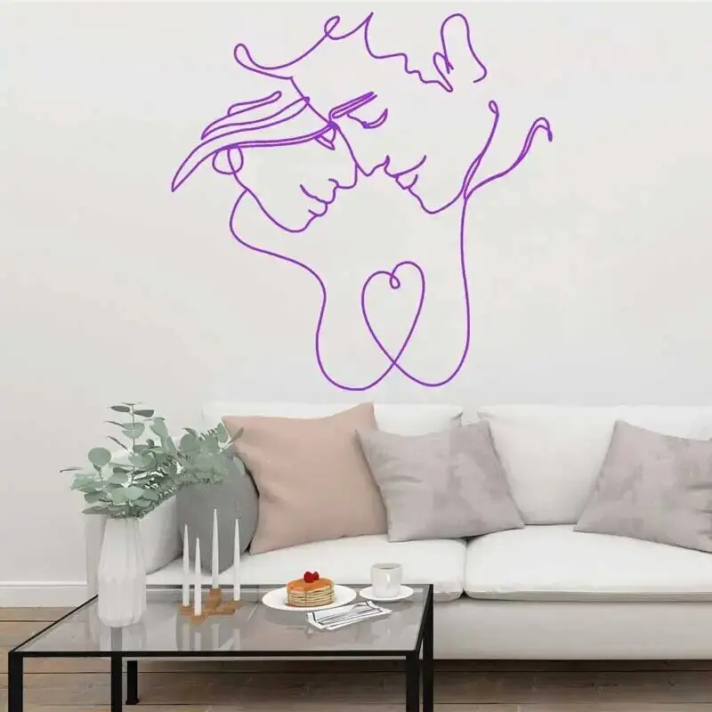 Male and Female Couple Line Abstract Avatar Art Vinyl Wall Sticker Home Living Room Bedroom Fashion Minimalist Sticker Mural L9