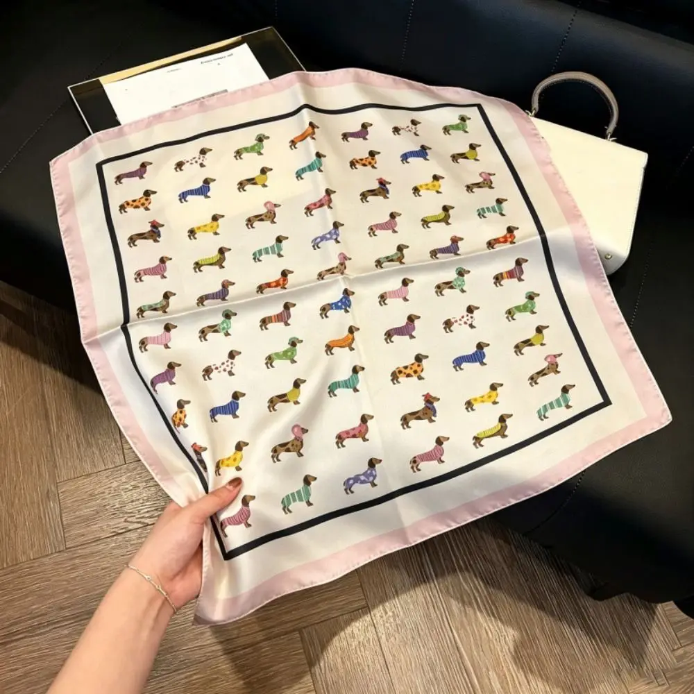 Elegant Printed Dachshund Print Print Scarf Geometric Shape Y2K Small Square Scarf Headband Korean Hair Scarf Waist Scarf