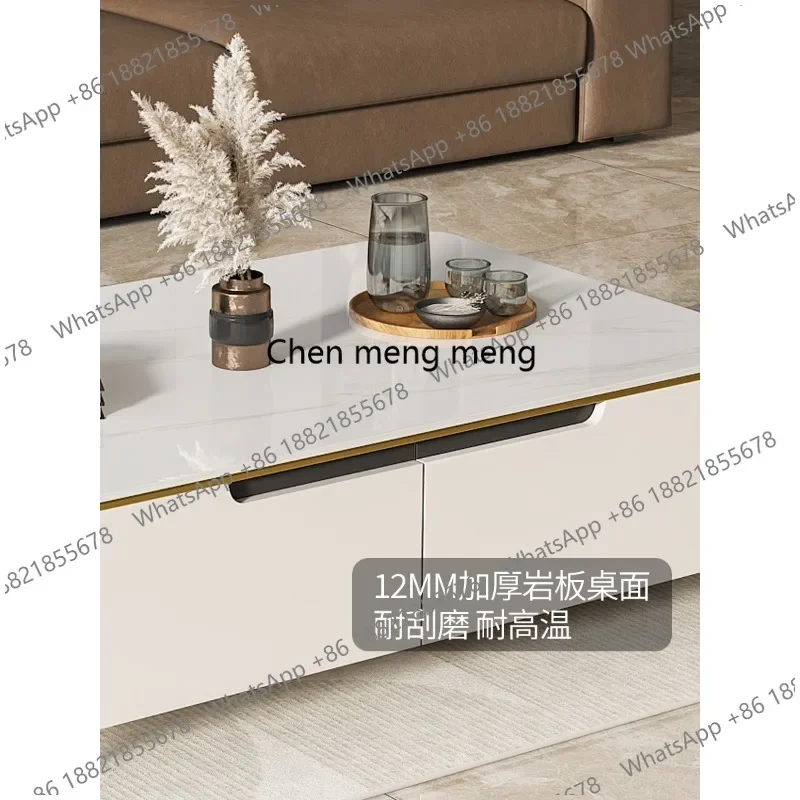 K182zc182solid wood rock slab rectangular coffee table with Drawer light luxury side table for Living room Bedroom Hotel home Fu