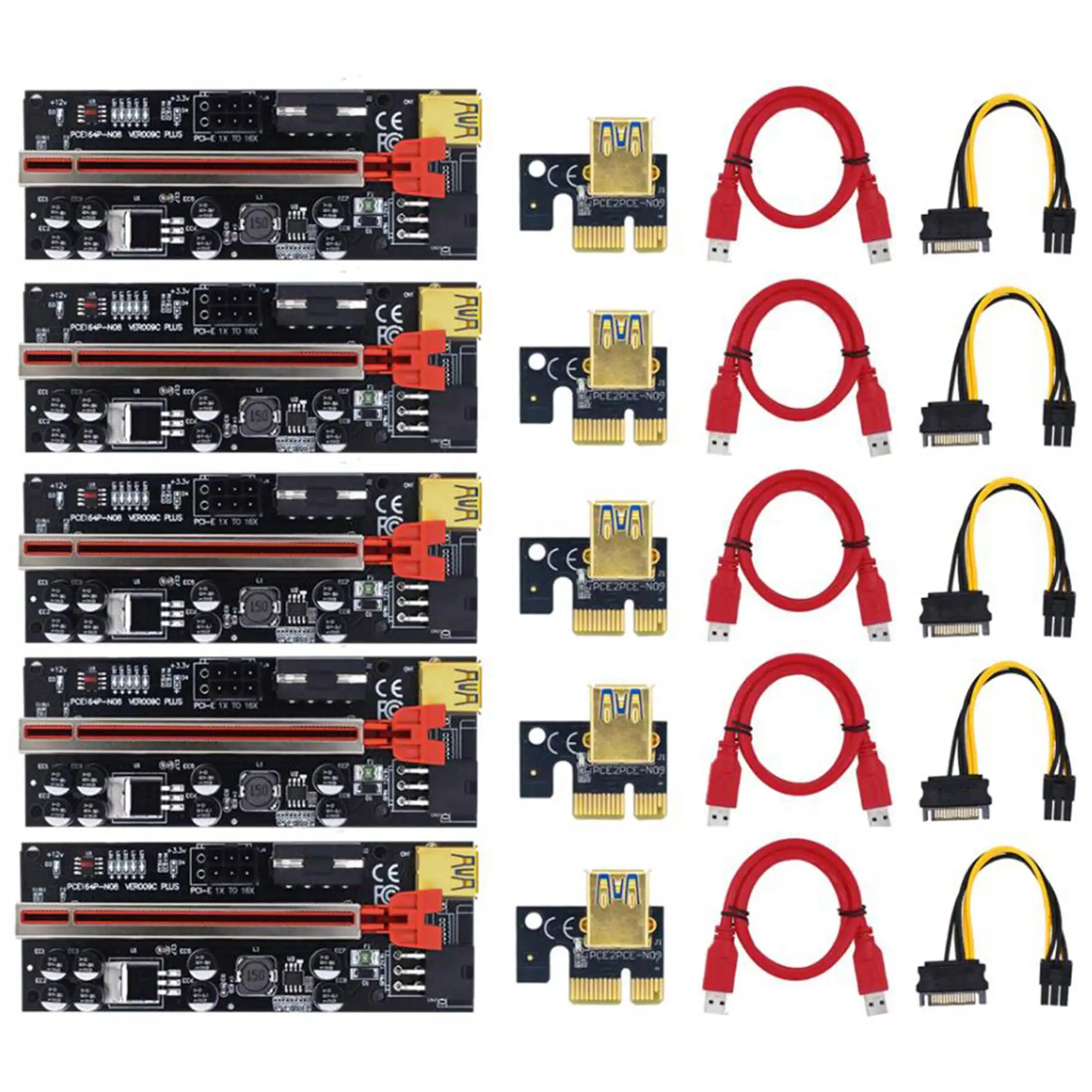 

Riser 009C Plus PCI-E PCIE Райзер для видеокарты PCI Express адаптер Molex 6Pin SATA к USB 3,0 кабель X1 X16