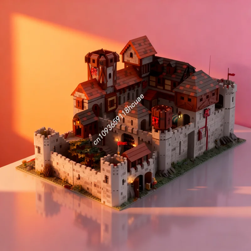 

10546 шт. MOC средневековый королевский замок, модель замка, строительные блоки, рождественский подарок, архитектура, идея «сделай сам», развивающие игрушки на день рождения