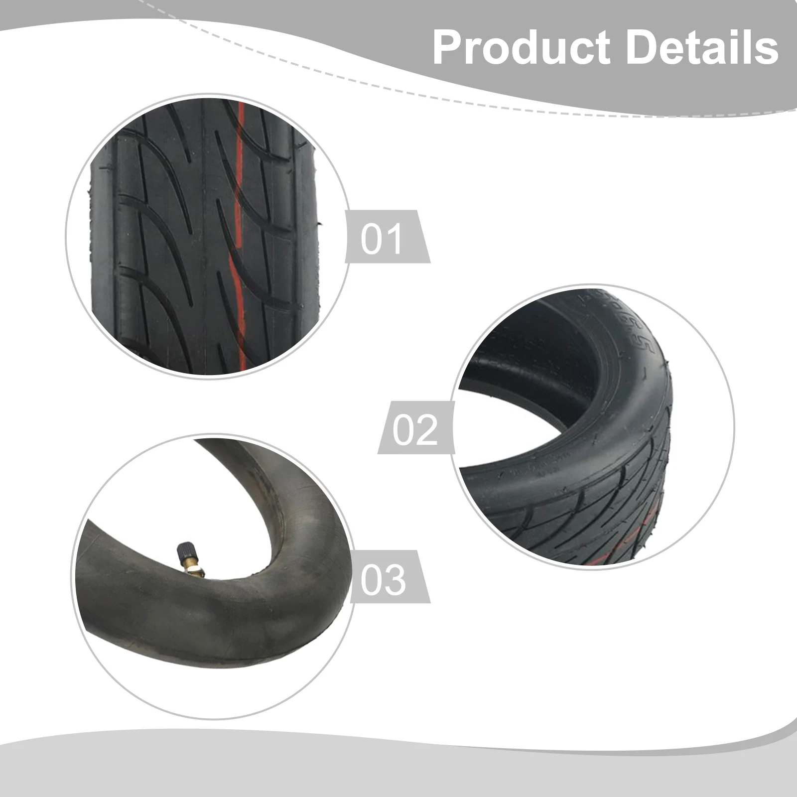 Precision-fit outer tire and inner tube for Ninebot self balancing supporting 70/65-6.5 wheel dimensions and rim size