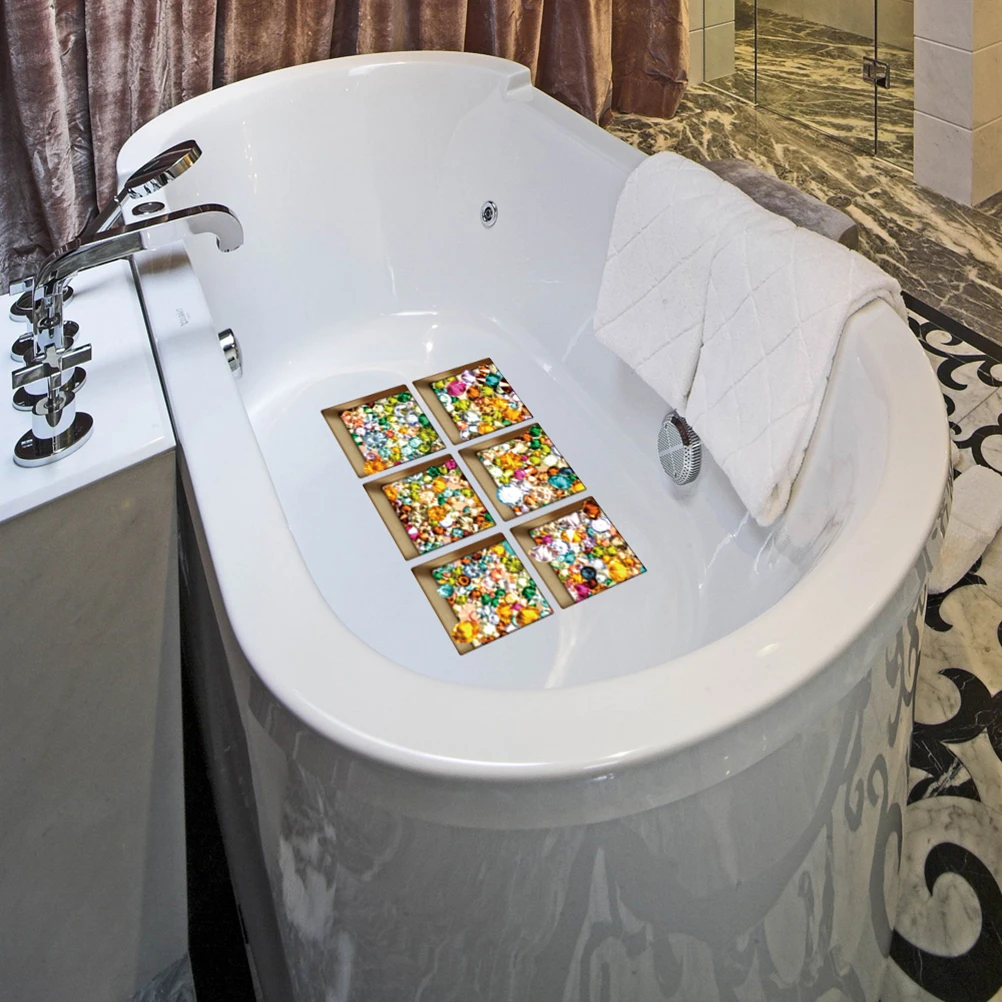

6 Pcs Non Slip Waterproof Sticker Bath Tub Decal Bathroom Toilet PVC Adhesive Appliques Diamond Pattern Bathtub Stickers Shower
