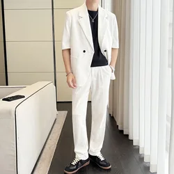 123 Men's casual drape suit white groom dress suit