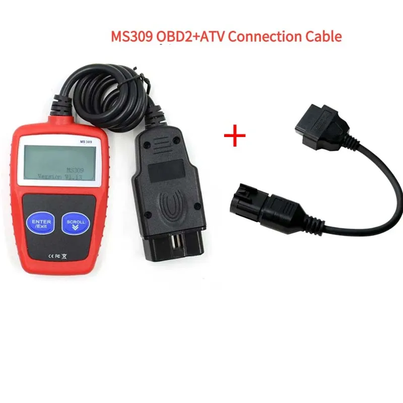 1 set MS309 OBD2 Scanner Multi-languages Diagnostic Tool OBD ATV Motorcycle Connection Cable +OBD2 To 8 Pin Diagnostic Adapter