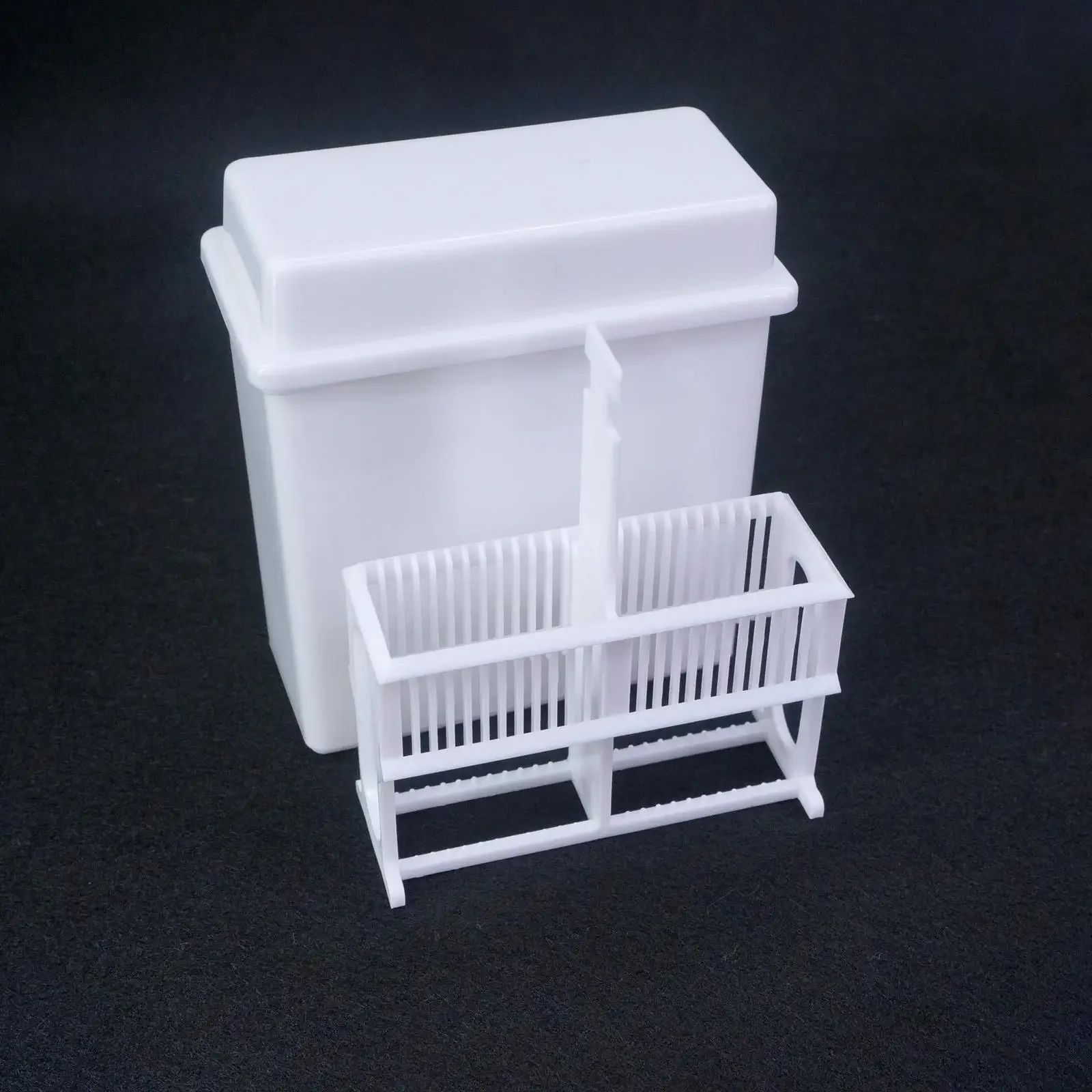 White PP Staining Rack Jar For 24 Slots Glass Slide Lab Apothecary Chemist