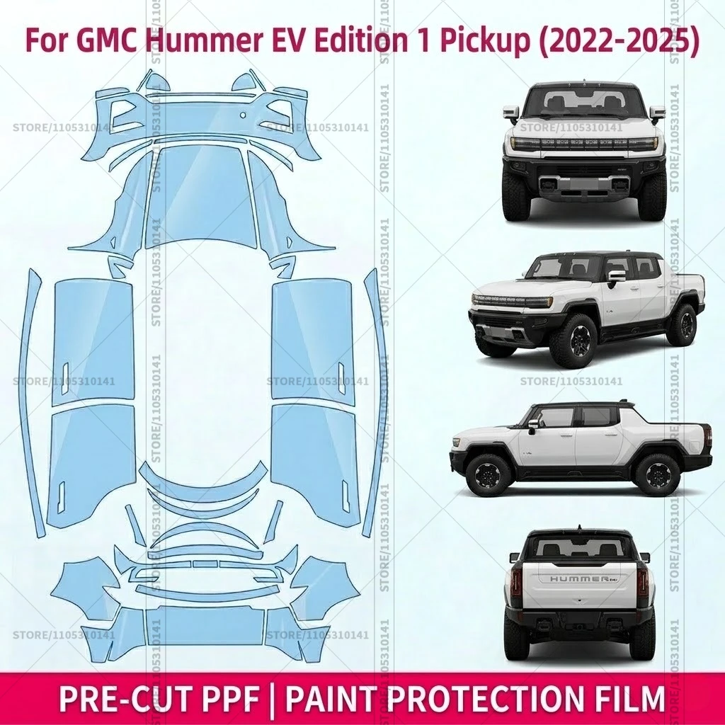 Pre-Cut Paint Protection Film PPF Transparent Bumper Protector Automotive Car Film For GMC Hummer EV Edition 1 Pickup 2022-2025
