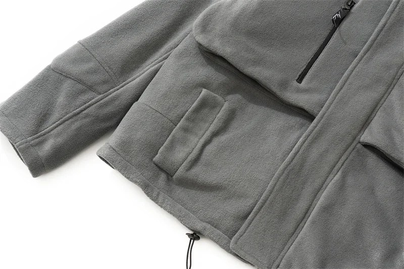 سترة رمادية دافئة MARTINE ROSE للرجال والنساء معطف كاجوال فضفاض بسحاب متعدد الجيوب بغطاء للرأس #5