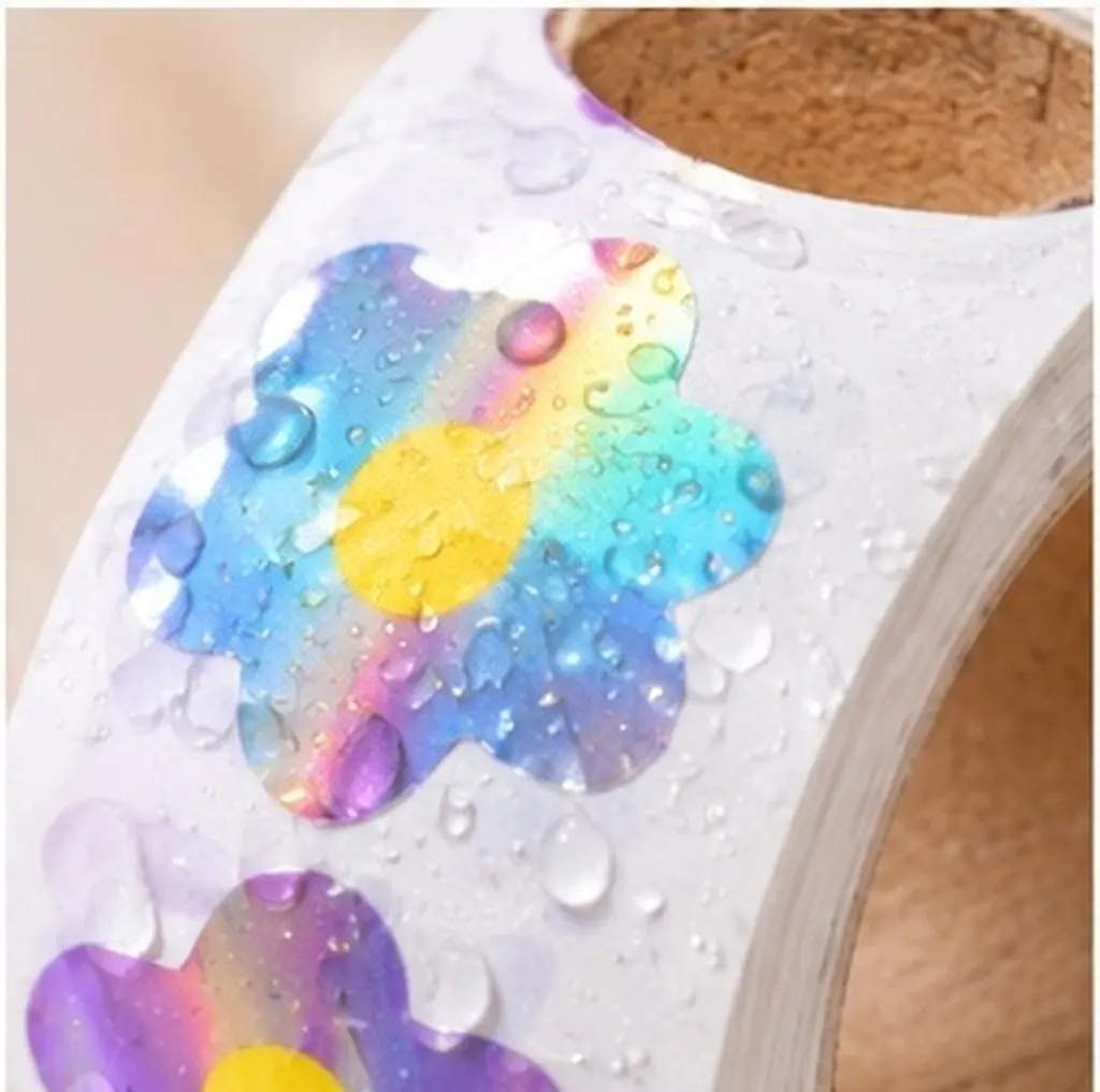 3 Rolls Classroom Reward Stickers Motivational Waterproof Holographic Flower Stickers Cute Student Sticker Party Planner