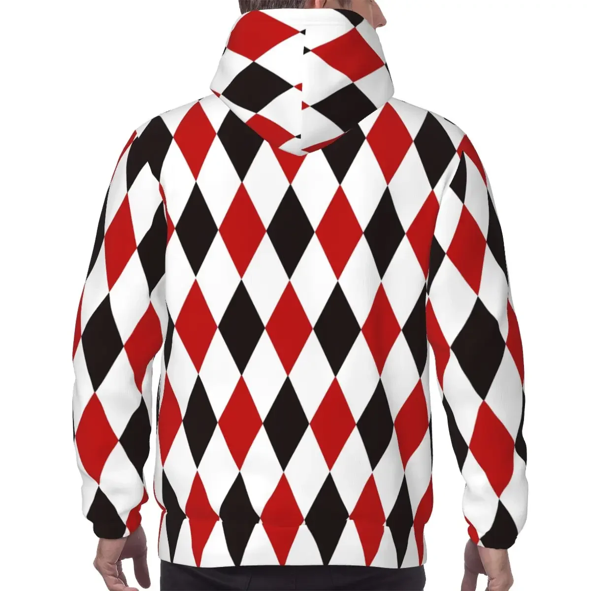 Harlequin Plaid Playing Cards Diamond Hoodies Harajuku Pullover Autumn Winter Men Women Sweatshirt Long Sleeve Tops