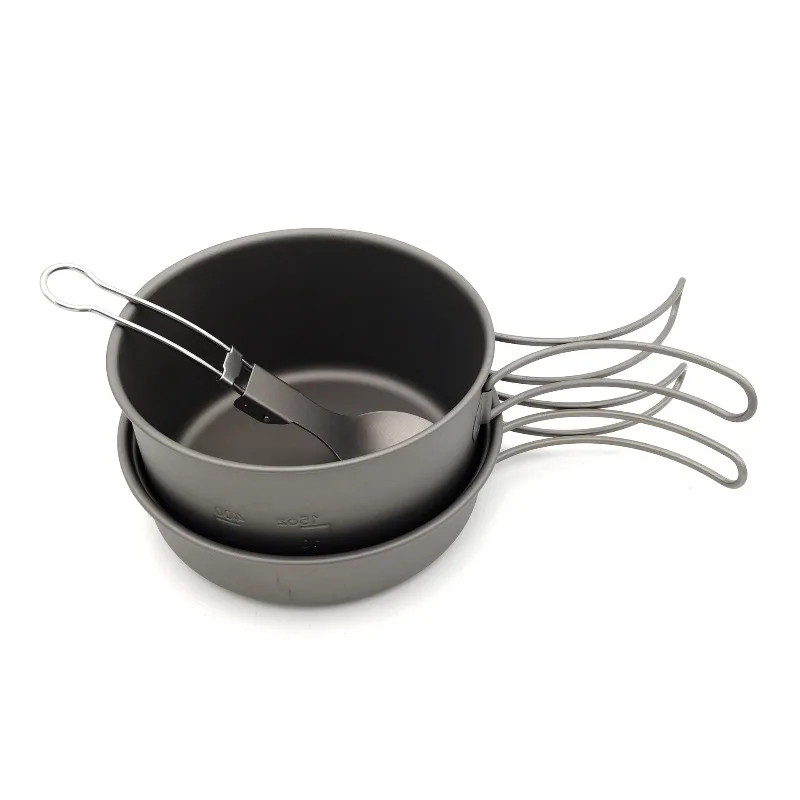 Lightweight pure titanium folding set pot titanium tableware