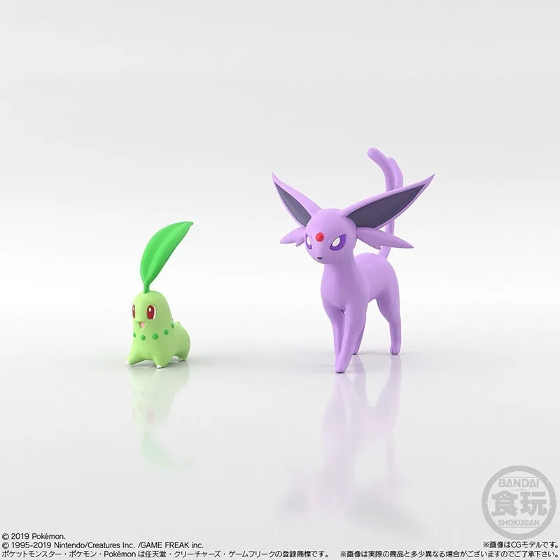 Original Genuine Bandai Anime POKEMON Shokugan SCALE WORLD Ethan Espeon Cyndaquil Model Toys Action Figure Gifts Collectible Kid