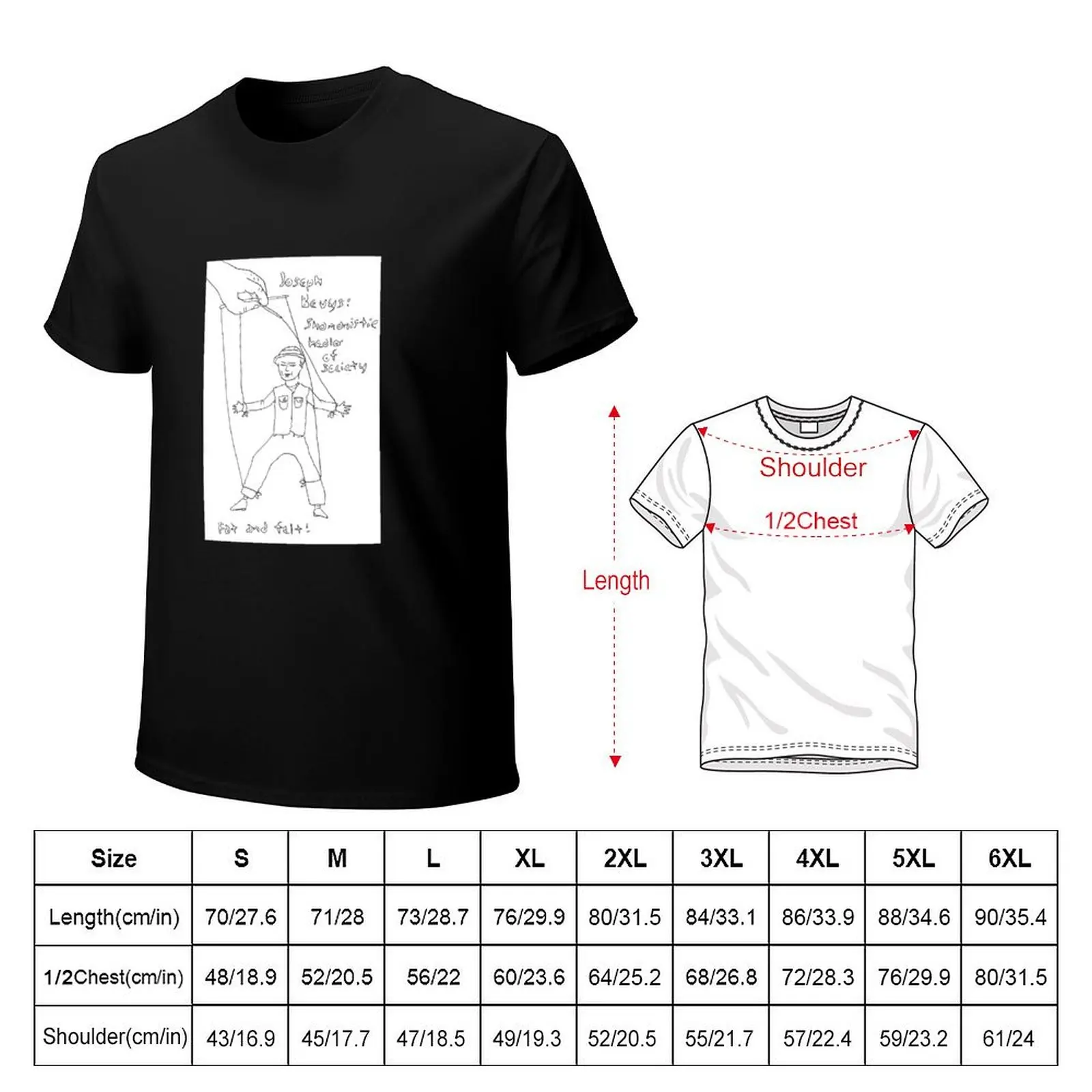 Joseph Beuys drawing from my top twenty five intellectuals series by Luke Foster T-Shirt Soft Anti-Shrink Cotton Tee
