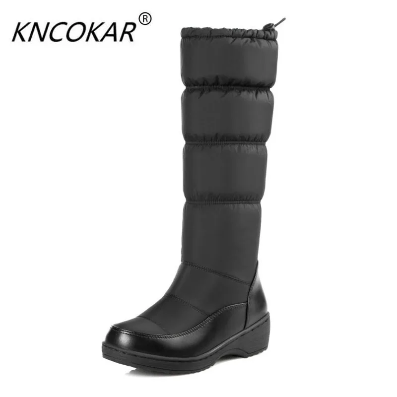 KNCOKAR  winter heat sales waterproof and slip-proof size snowshoe boots on the platform of women's shoes with low down