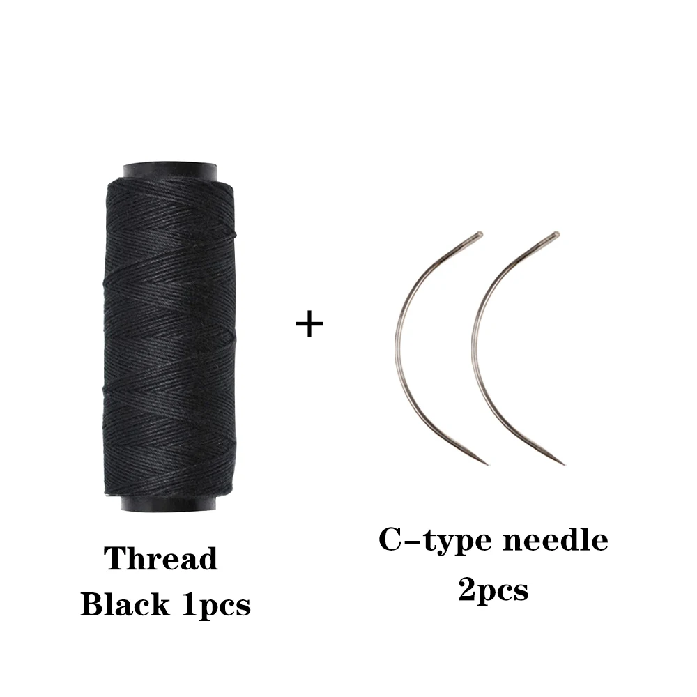 C Vorm Gebogen Naalden En Draad Voor Hair Extensions Haar Inslag Naaien Gereedschap 60Meter Haar Weven Draad Pruik Accessoires gereedschap