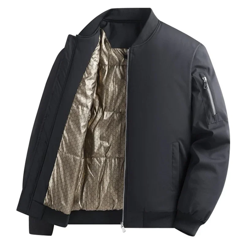 New Men's Winter Jacket Loose Fit Cotton-Padded Parkas Thickened Warm Baseball Collar Coat Casual Fashion Black Grey Outerwear