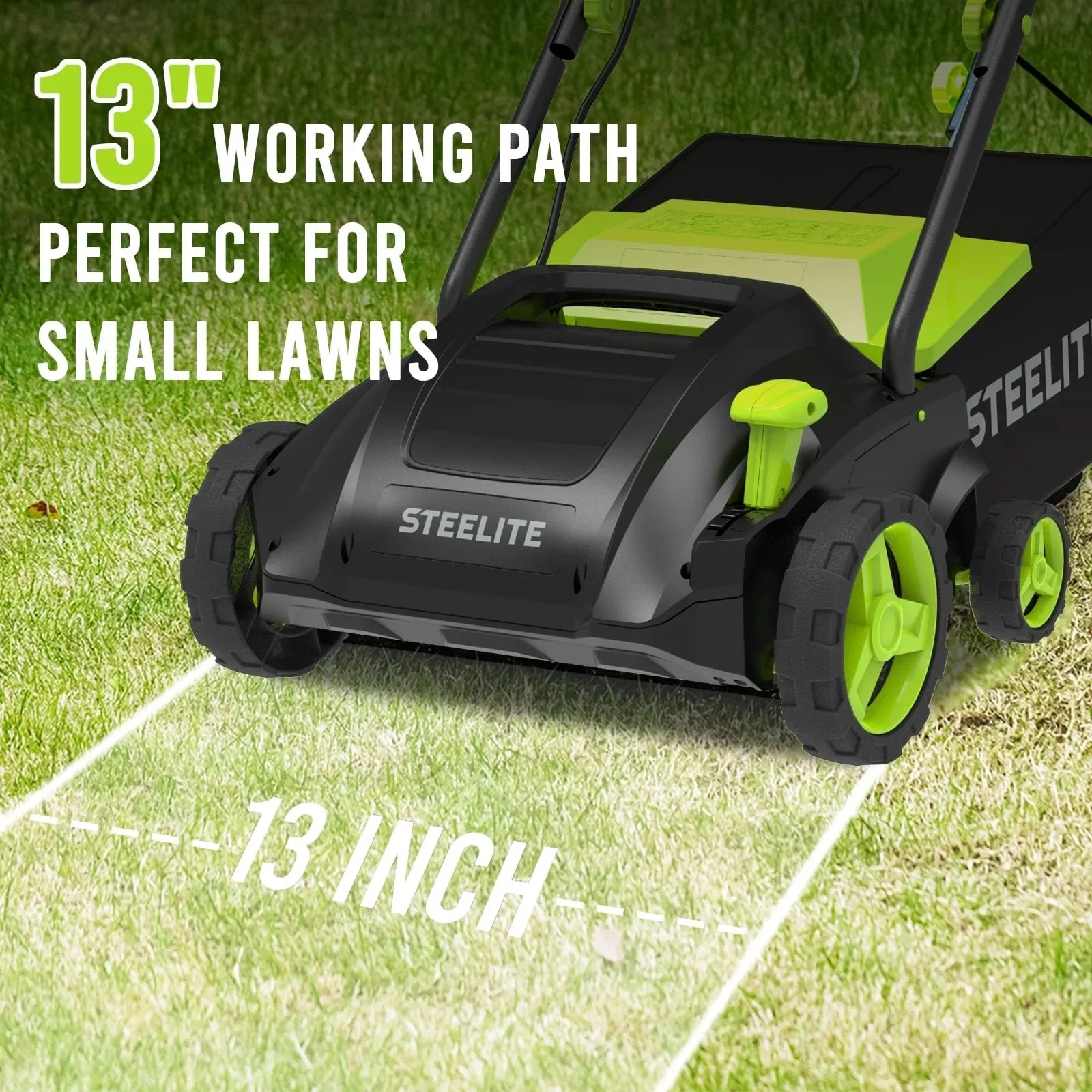 Deli Electric Lawn Dethatcher 13 Inch 12 Amp 2-in-1 Corded Scarifier with 8 Gallon Collection Bag for Garden Yard