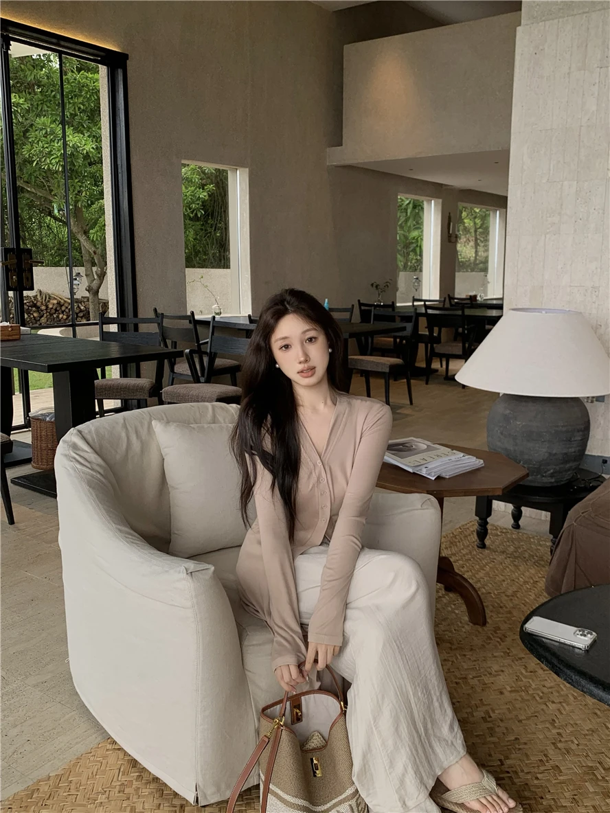 Ele Bla V-Ne Mid-Length Knitted Cardigan Women's Summer Lazy Sle Outerwear Sunscreen Open-irt Knitwear