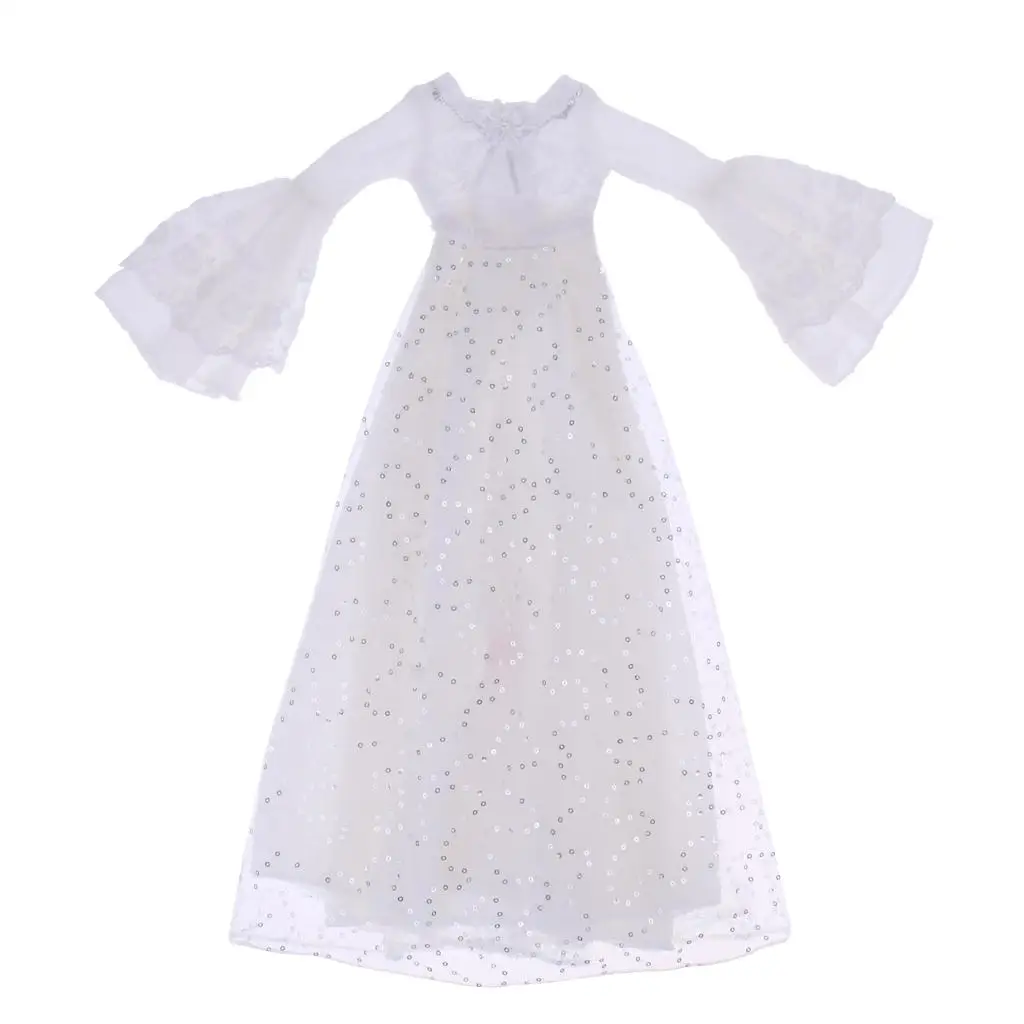 

1/3 Scale Bjd Doll Dress White Fairy Gown Flower Neckline Tiered Tulle Outfit Clothes for 60cm Night Lolita Doll