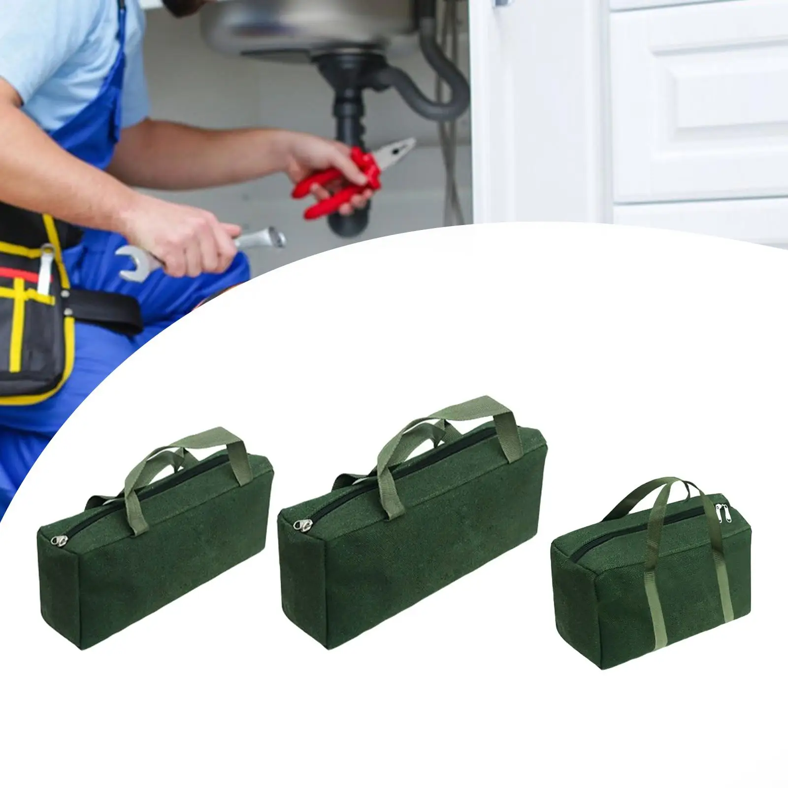 Rectangle Tool Bag Canvas Utility Tote Tool Organizer Waterproof Multifunctional for Storing Wrenches Pliers Lightweight