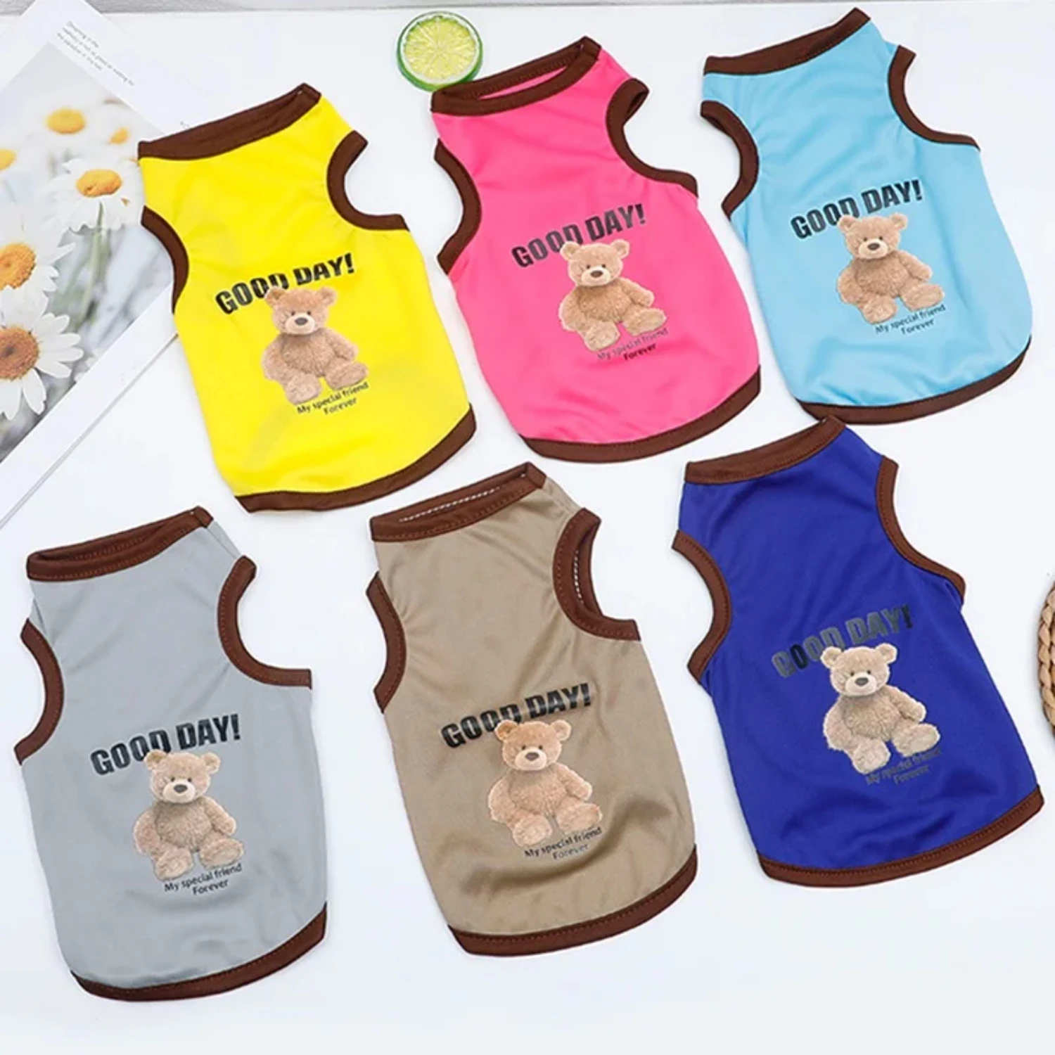 Roupas para cães de desenho animado, fantasia fofa de algodão para cães, camiseta para gatos, colete para cachorros pequenos e médios, shih tzu, cães XS-XXL, arnês para cães