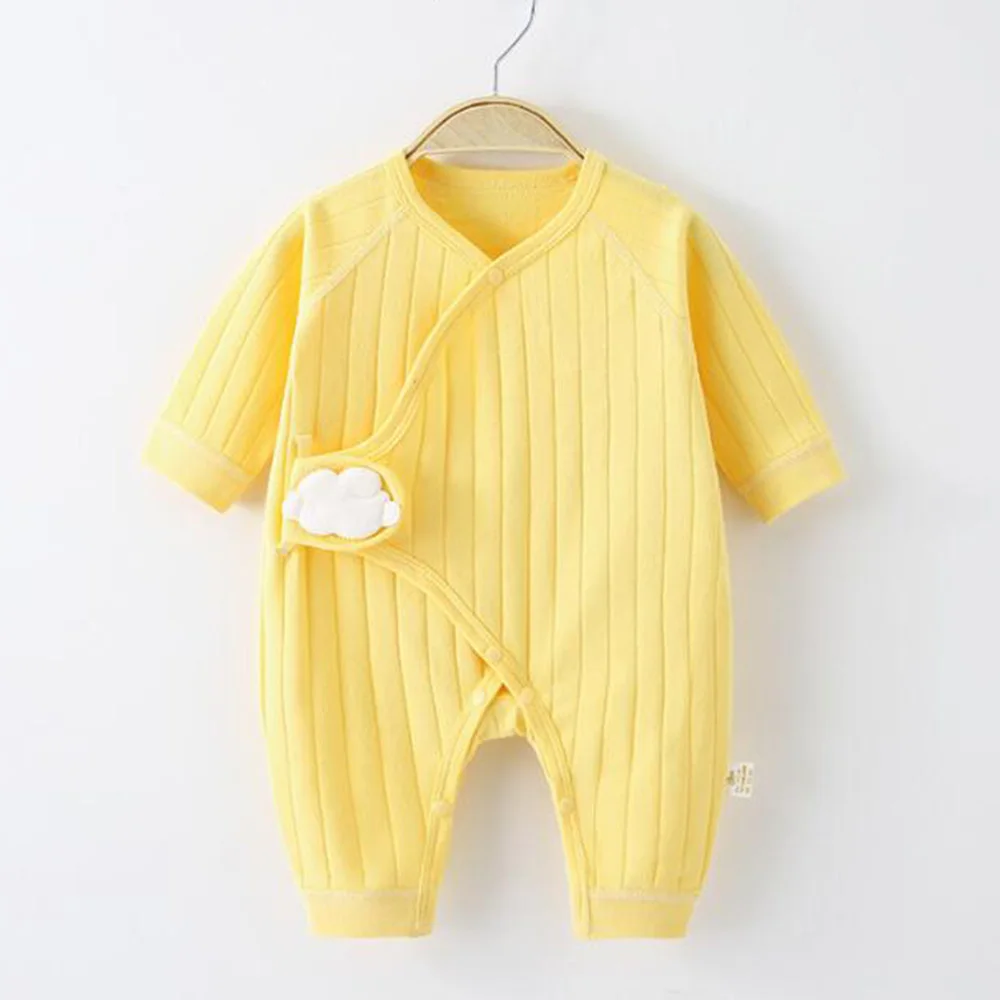 Baby Rompers Long Sleeve Cotton Solid Color Spring Autumn Newborn Clothes 0-3 Months Hospital Boy Girl Jumpsuit