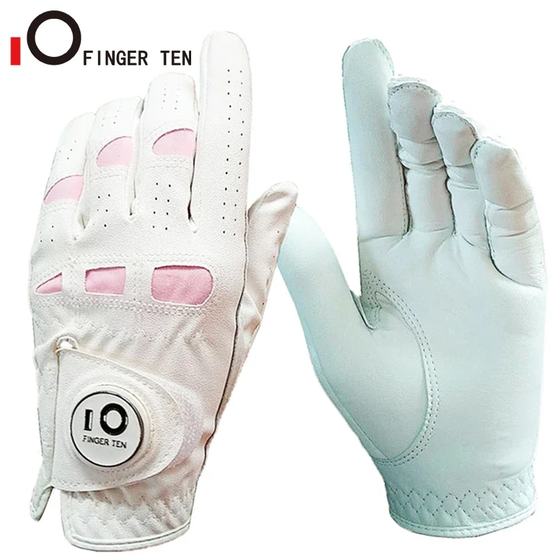 Anti Slip Golf Gloves Women Cabretta Leather with Ball Marker Left Right Hand Grip Soft Outdoor Sports Glove Drop Shipping