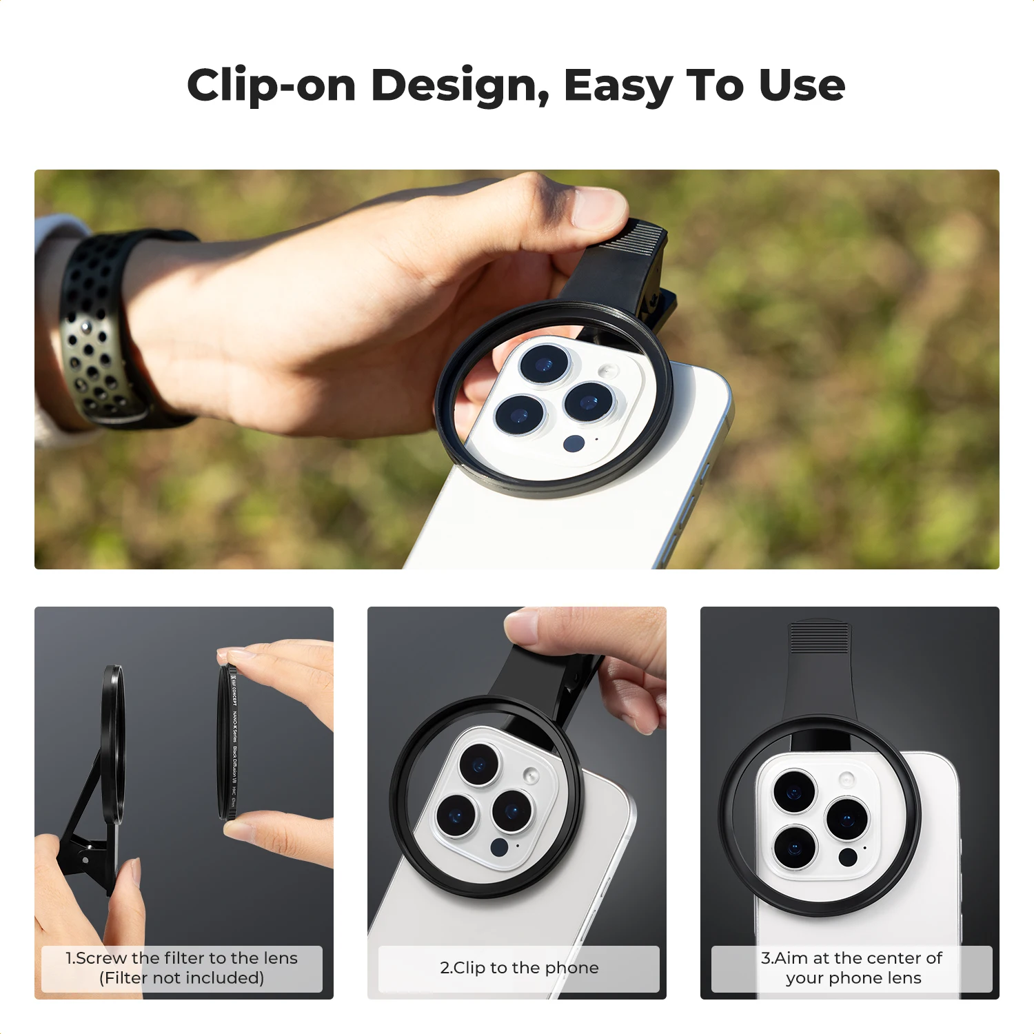 K&F CONCEPT مشبك فلتر هاتف محمول عالمي 67 مم بنظام تثبيت سريع لـ iPhone وسامسونج مناسب لفلاتر 67 مم تركيب سريع خفيف الوزن #4