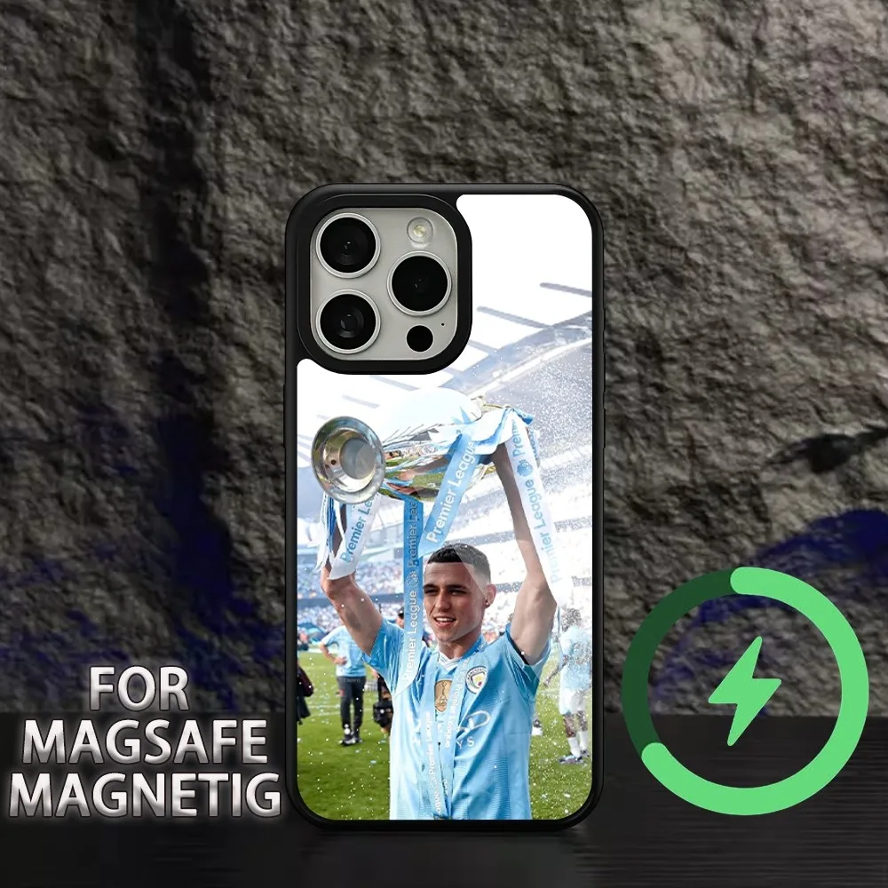 Football star Phil F-Foden Phone Case For iPhone 11 12 13 14 15 Plus Pro Max Charging Magsafe Magnetic Wireless Cover